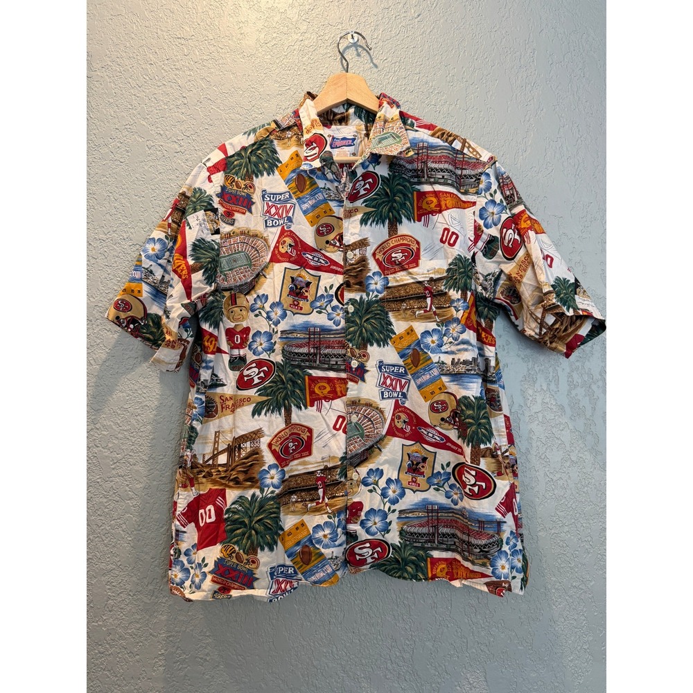 Reyn Spooner NFL San Francisco 49ers Super Bowl Champions AOP Shirt Mens L USA